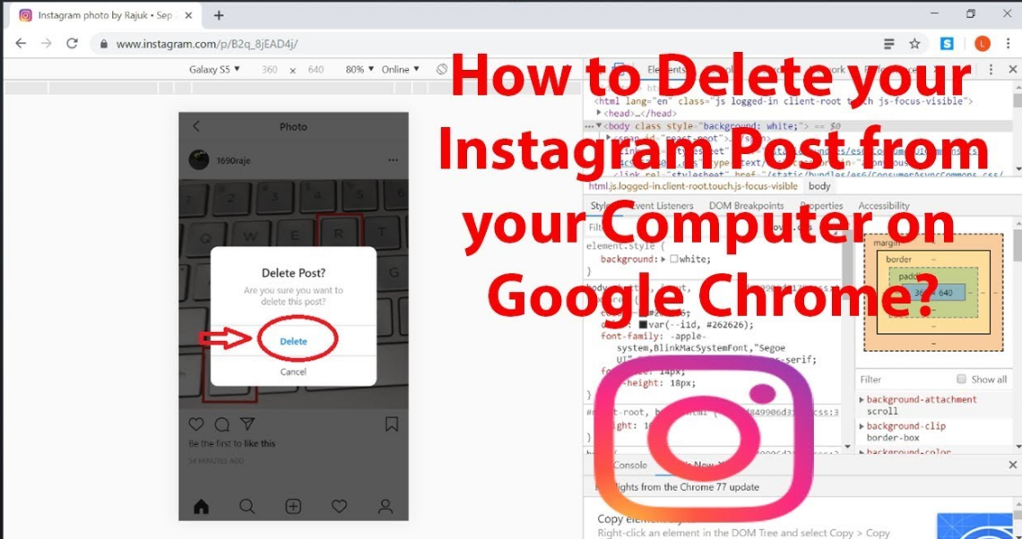 How to Delete Instagram Post on Google Chrome